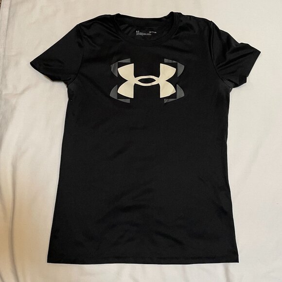 Under armour Womens T Shirt Size Small Loose Fit UA Tech Graphic Black - Picture 1 of 2